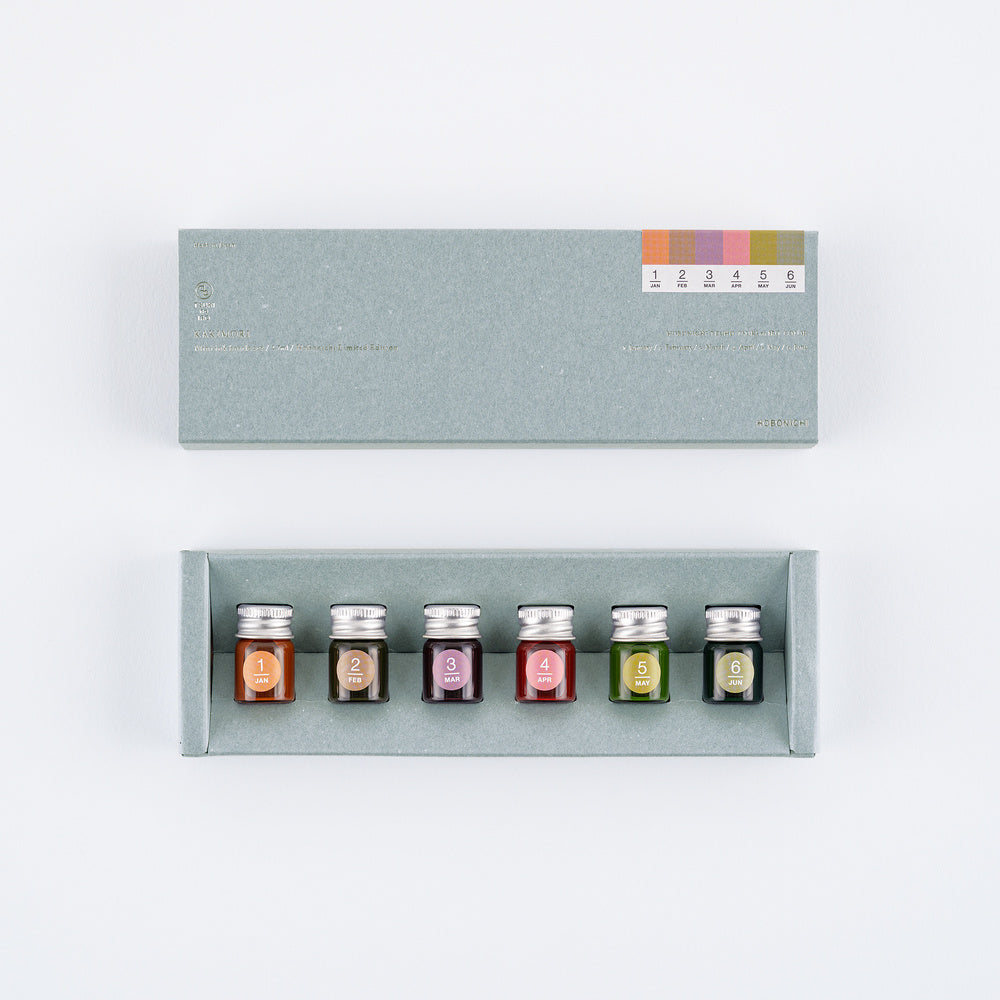 Kakimori x TSUKI no IRO Mini Pigment Ink Bottle Set (Jan–Jun) – 6 Colors - Blesket Canada