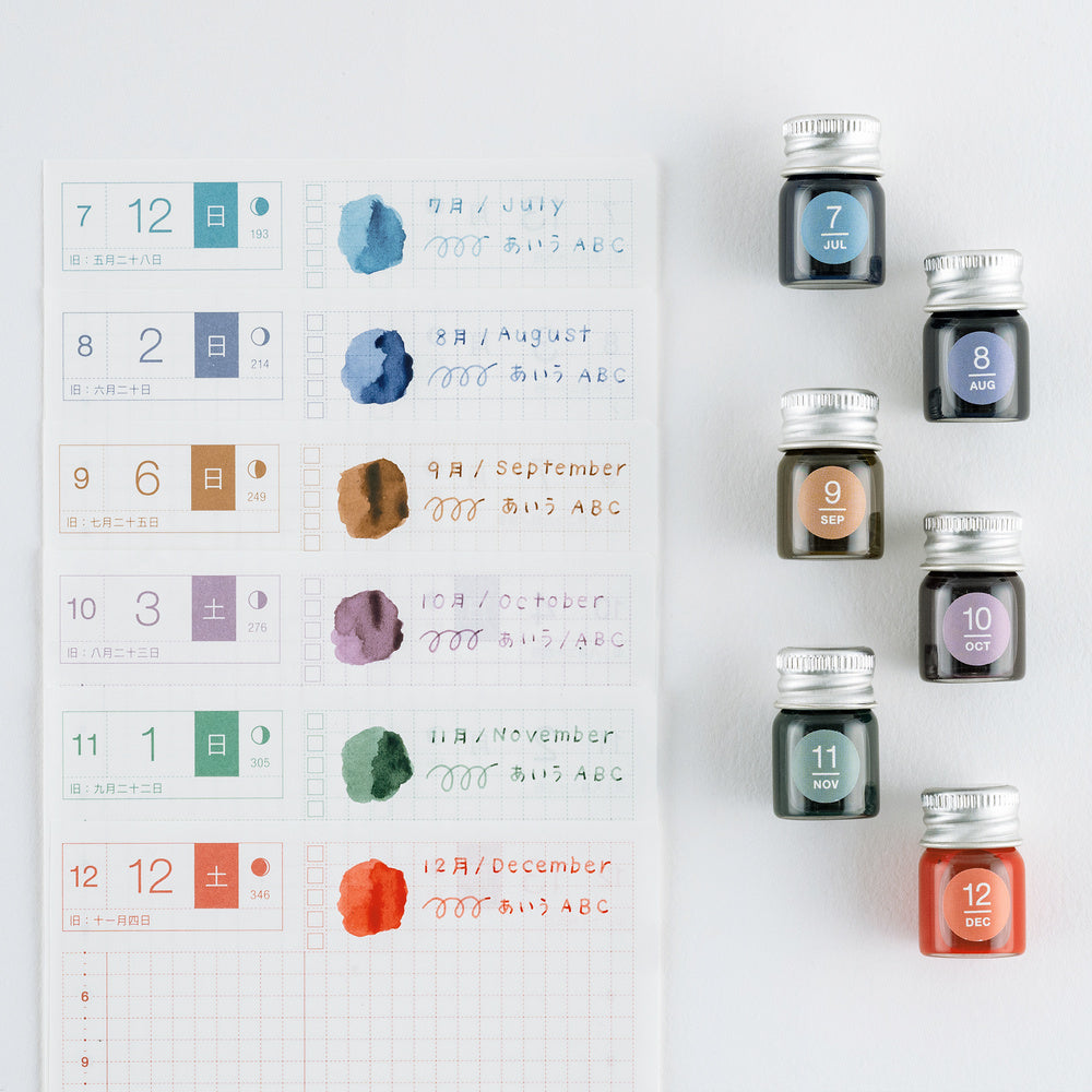 Kakimori x TSUKI no IRO Mini Pigment Ink Bottle Set (Jul–Dec) – 6 Colors - Blesket Canada