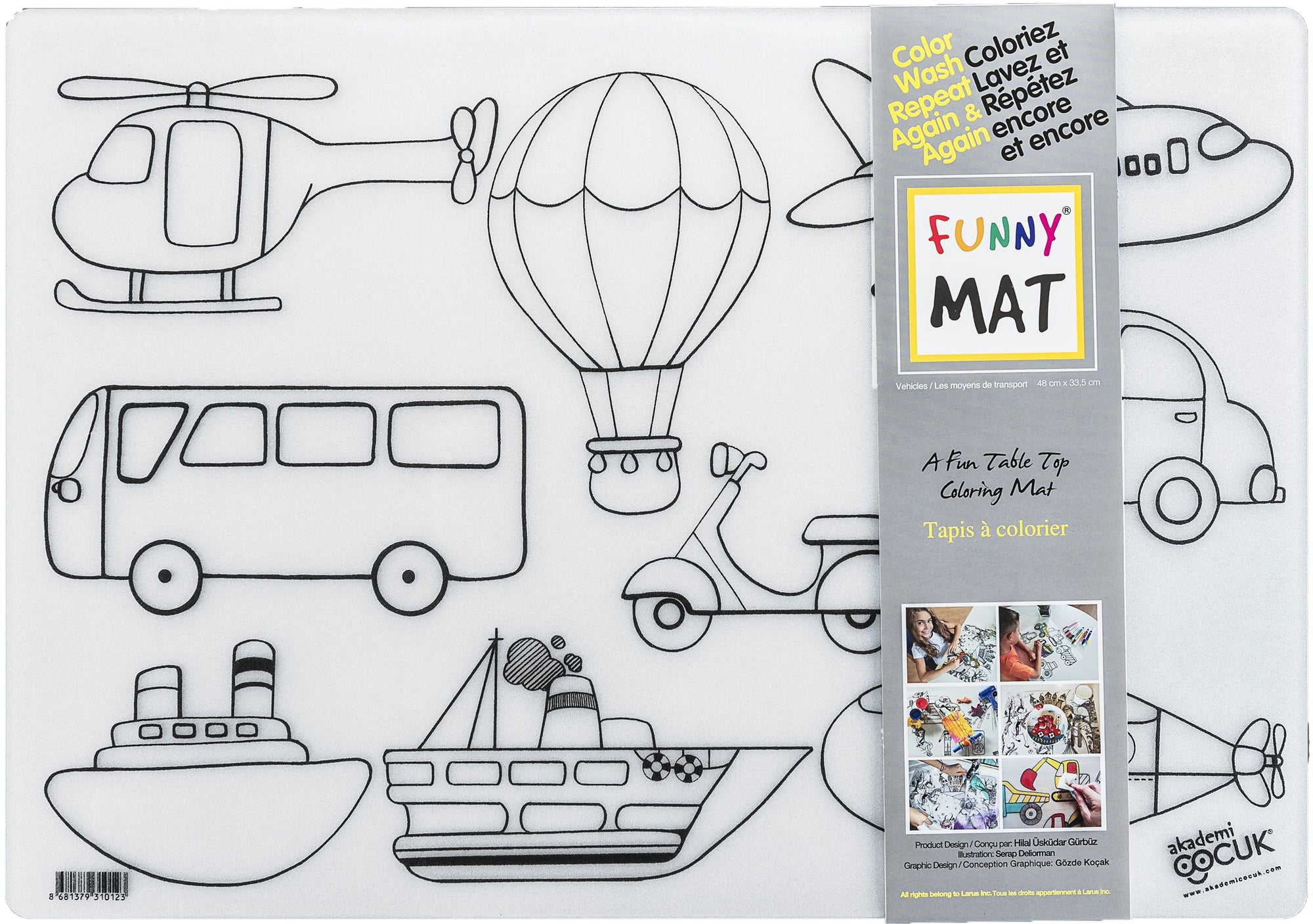 Funny MAT Table Top Coloring Mats - Vehicles(Clear, Single) - Blesket Canada