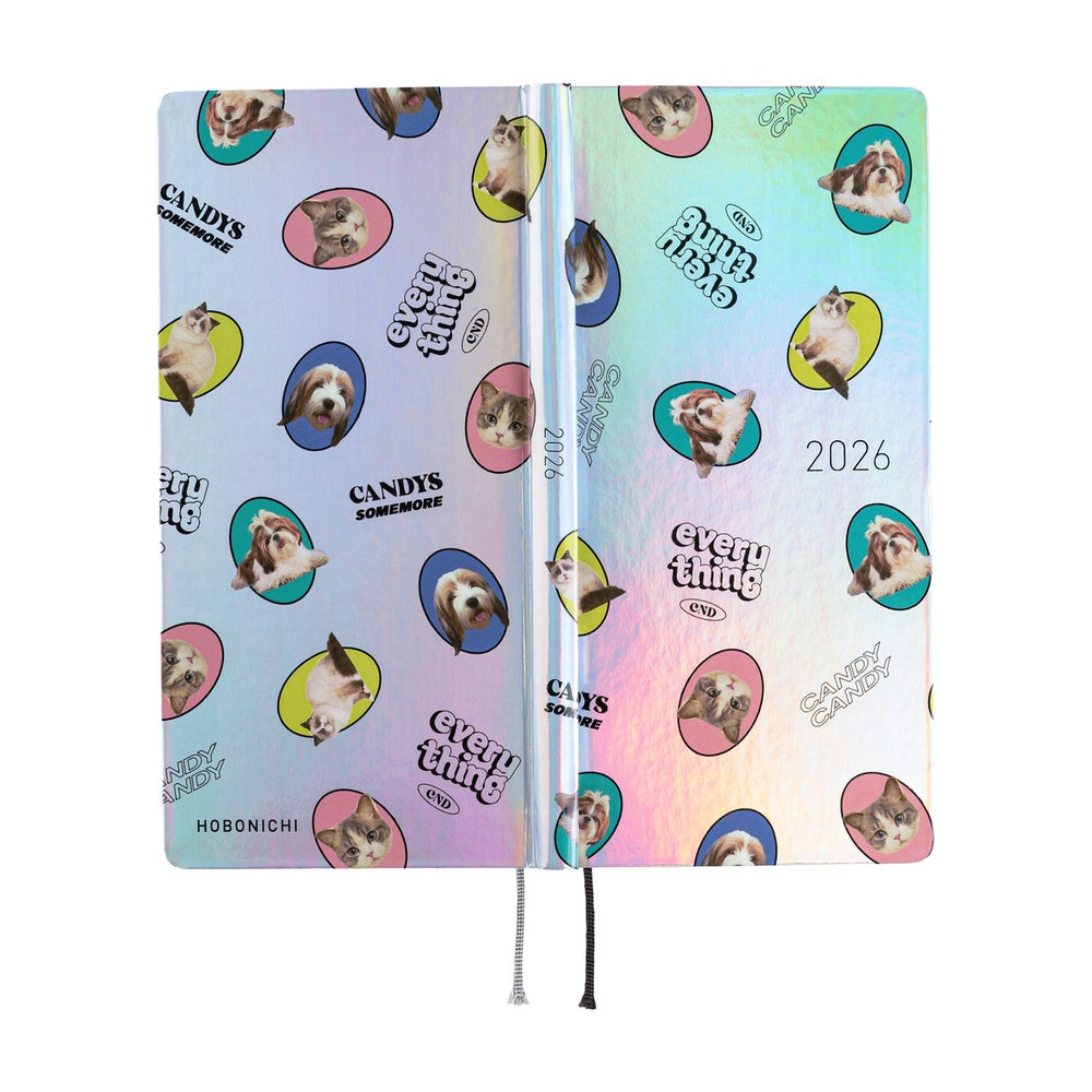 Hobonichi 2026 Candy Stripper Random Dog & Cat Aurora - English Tall & Slim January Start - Blesket Canada