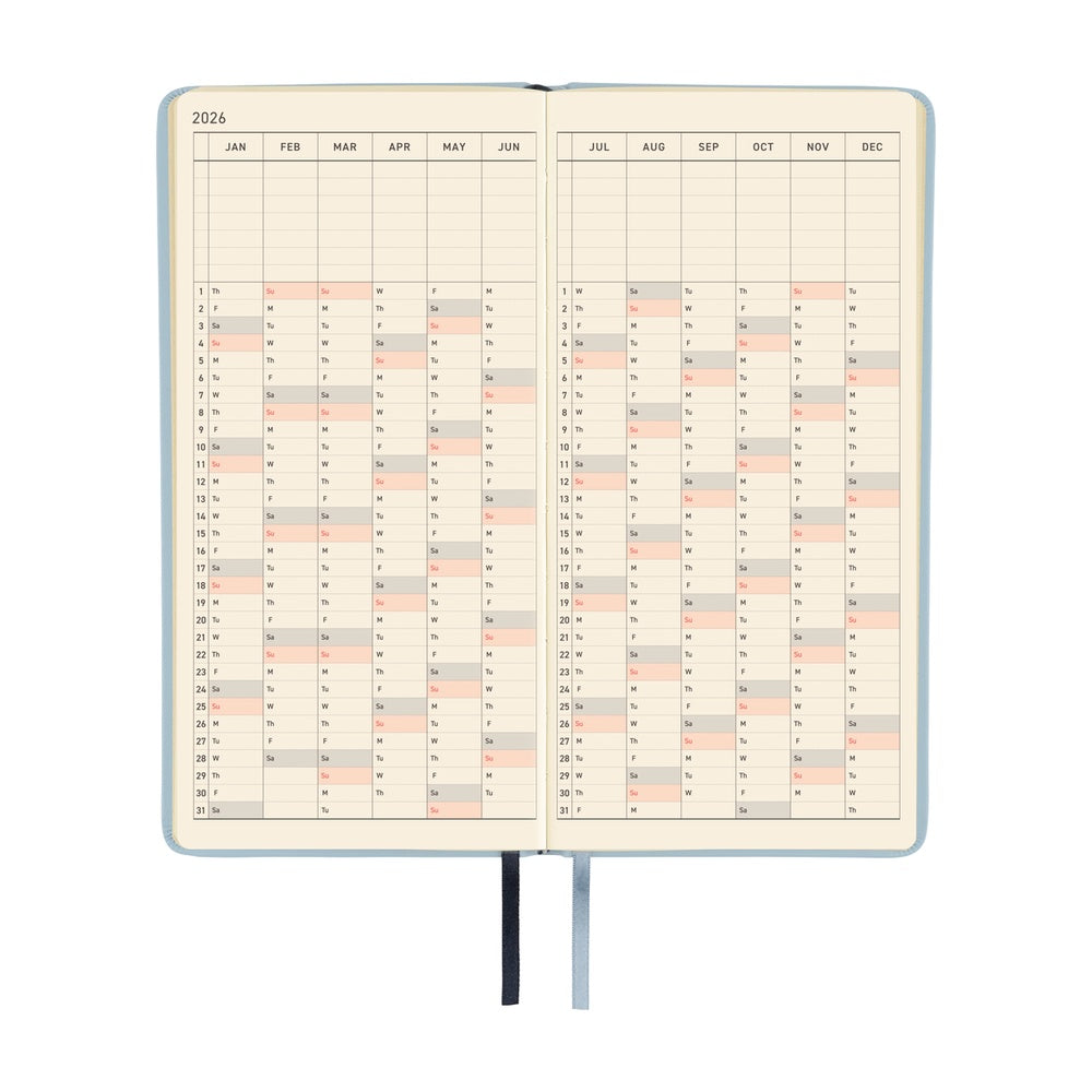 Hobonichi Techo 2026 Weeks Hardcover – Leather: Snow Blue - English Tall & Slim January Start - Blesket Canada