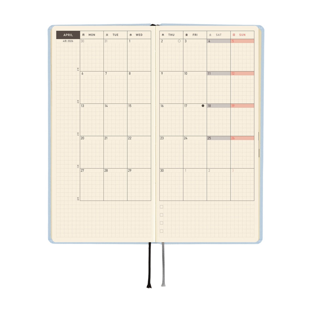 Hobonichi 2026 Colors Sky Mist Journal - Mega English Tall & Slim January Start - Blesket Canada