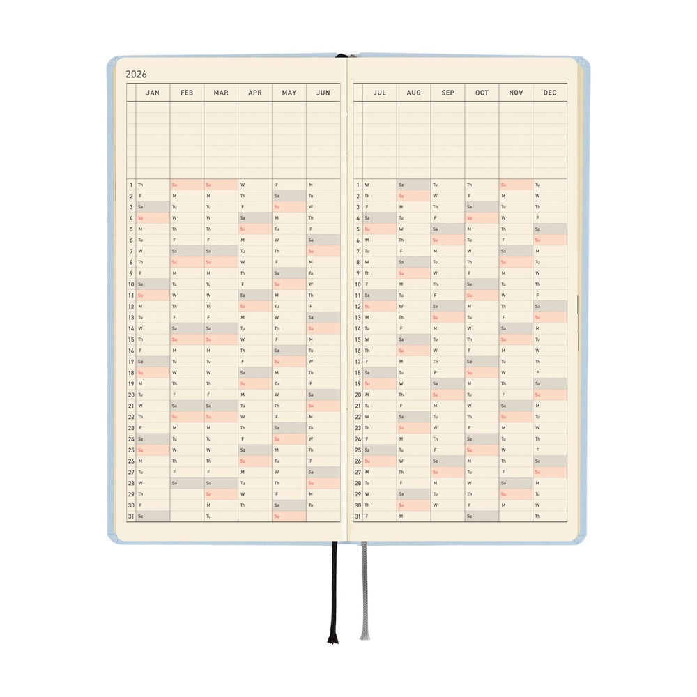 Hobonichi 2026 Colors Sky Mist Journal - Mega English Tall & Slim January Start - Blesket Canada