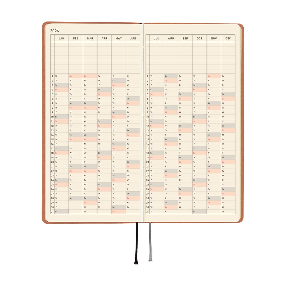 Hobonichi 2026 Smooth Milk Cocoa Journal - English Tall & Slim January Start - Blesket Canada