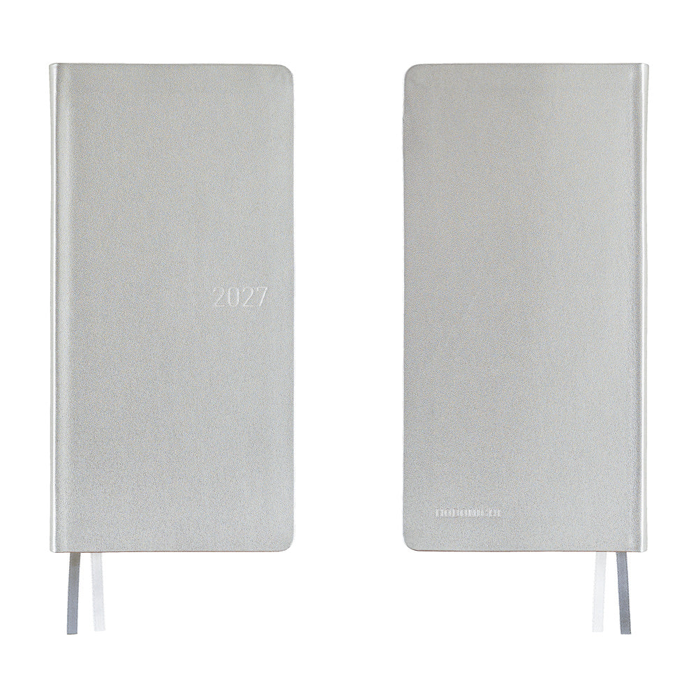 Hobonichi Techo 2027 Weeks Leather: Noble Silver [ENG/Tall & Slim/Jan Start] - Blesket Canada