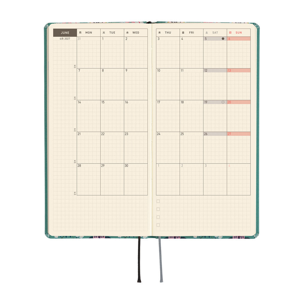 Hobonichi Techo 2027 Weeks Yumi Kitagishi: White Cat Wallpaper [ENG/Tall & Slim/Jan Start] - Blesket Canada