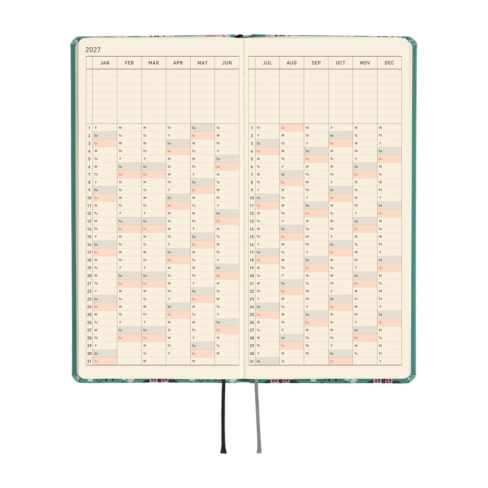 Hobonichi Techo 2027 Weeks Yumi Kitagishi: White Cat Wallpaper [ENG/Tall & Slim/Jan Start] - Blesket Canada