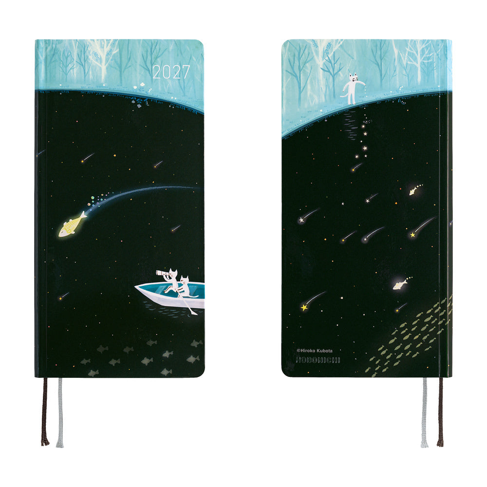 Hobonichi Techo 2027 Weeks Hiroko Kubota: Meteor Shower in the Light Blue Forest [ENG/Tall & Slim/Jan Start] - Blesket Canada