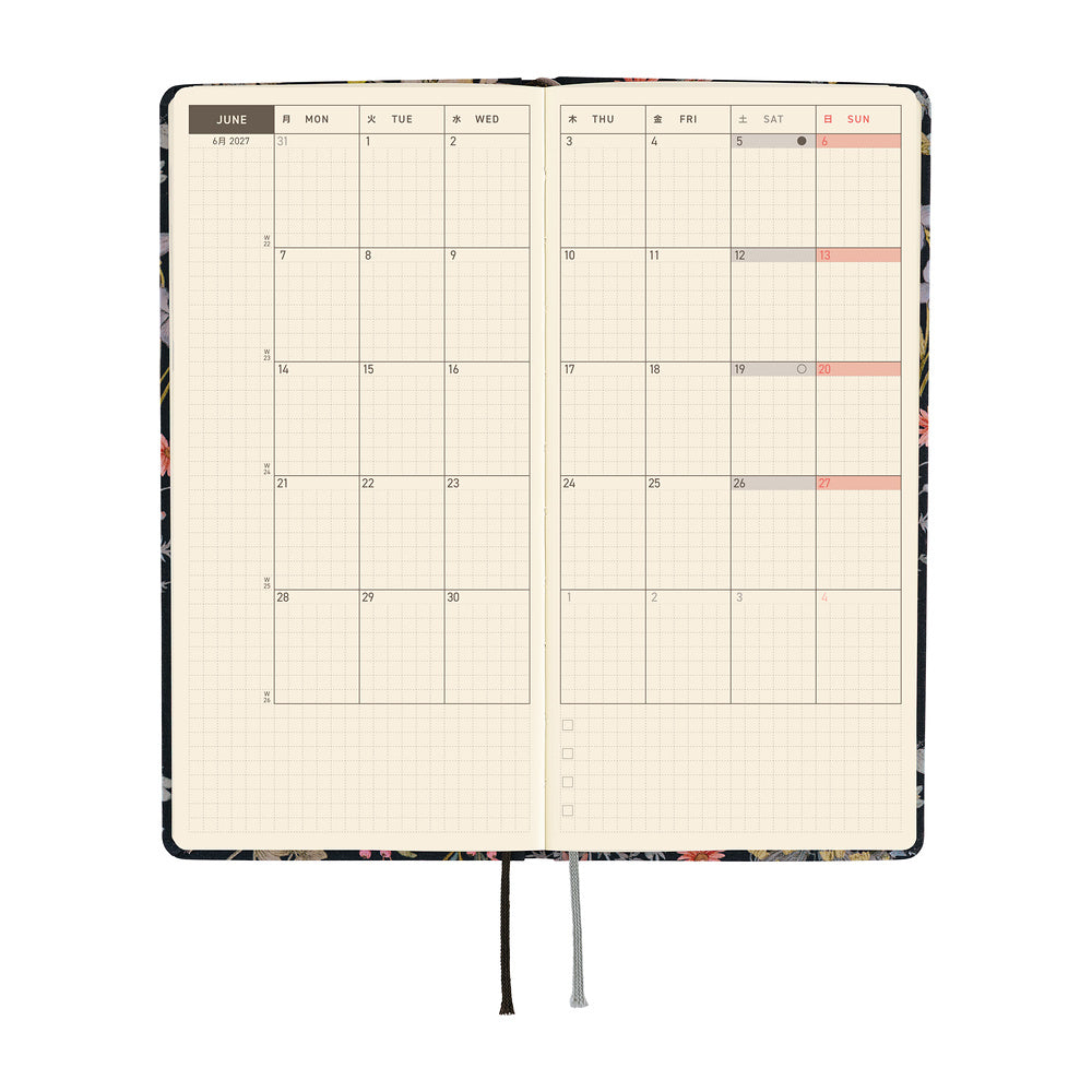 Hobonichi Techo 2027 Weeks Liberty Fabrics: Floral Remedy [ENG/Tall & Slim/Jan Start] - Blesket Canada