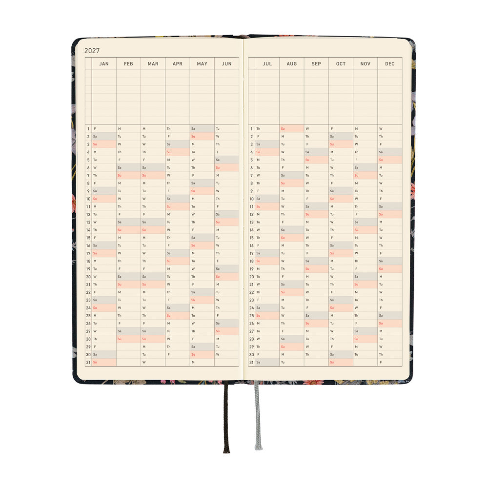 Hobonichi Techo 2027 Weeks Liberty Fabrics: Floral Remedy [ENG/Tall & Slim/Jan Start] - Blesket Canada