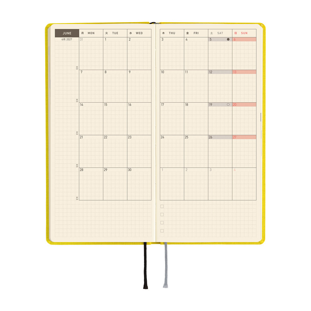 Hobonichi Techo 2027 Weeks Colors: Canaria Yellow [ENG/Tall & Slim/Jan Start] Planner - Blesket Canada