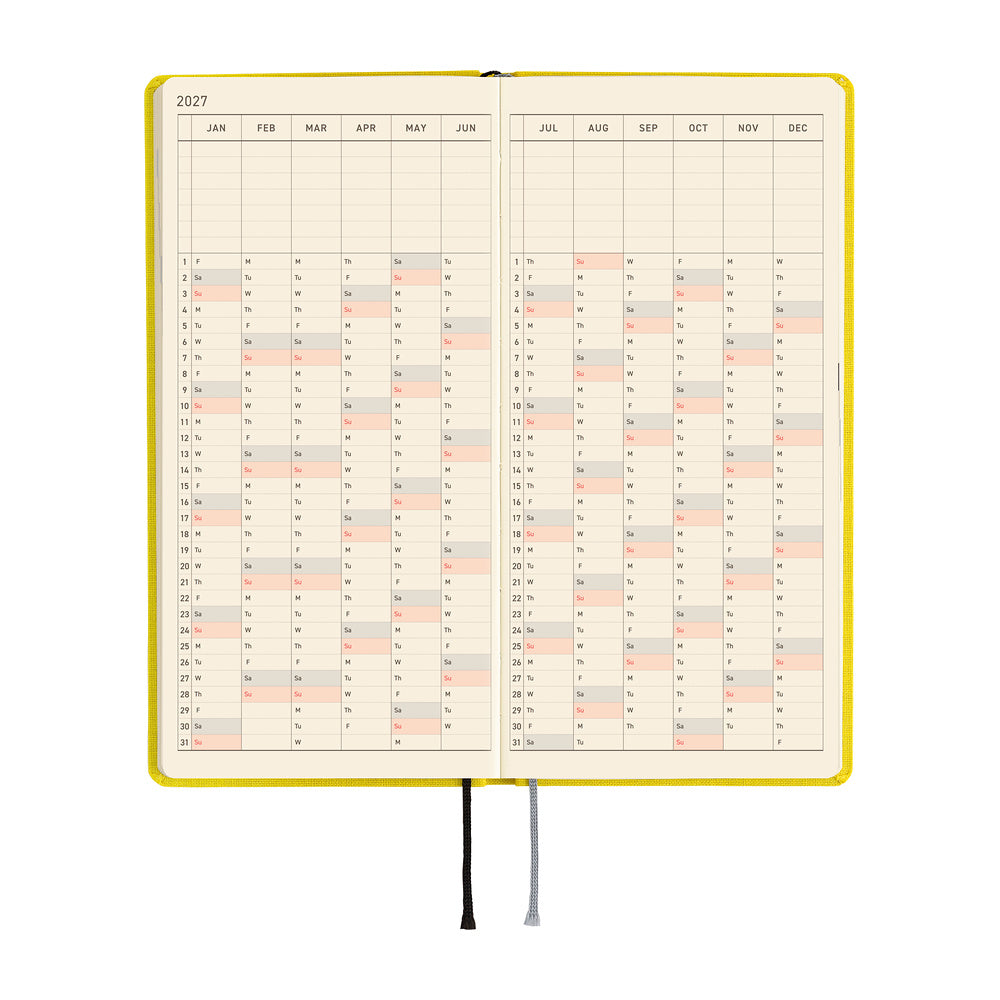 Hobonichi Techo 2027 Weeks Colors: Canaria Yellow [ENG/Tall & Slim/Jan Start] Planner - Blesket Canada