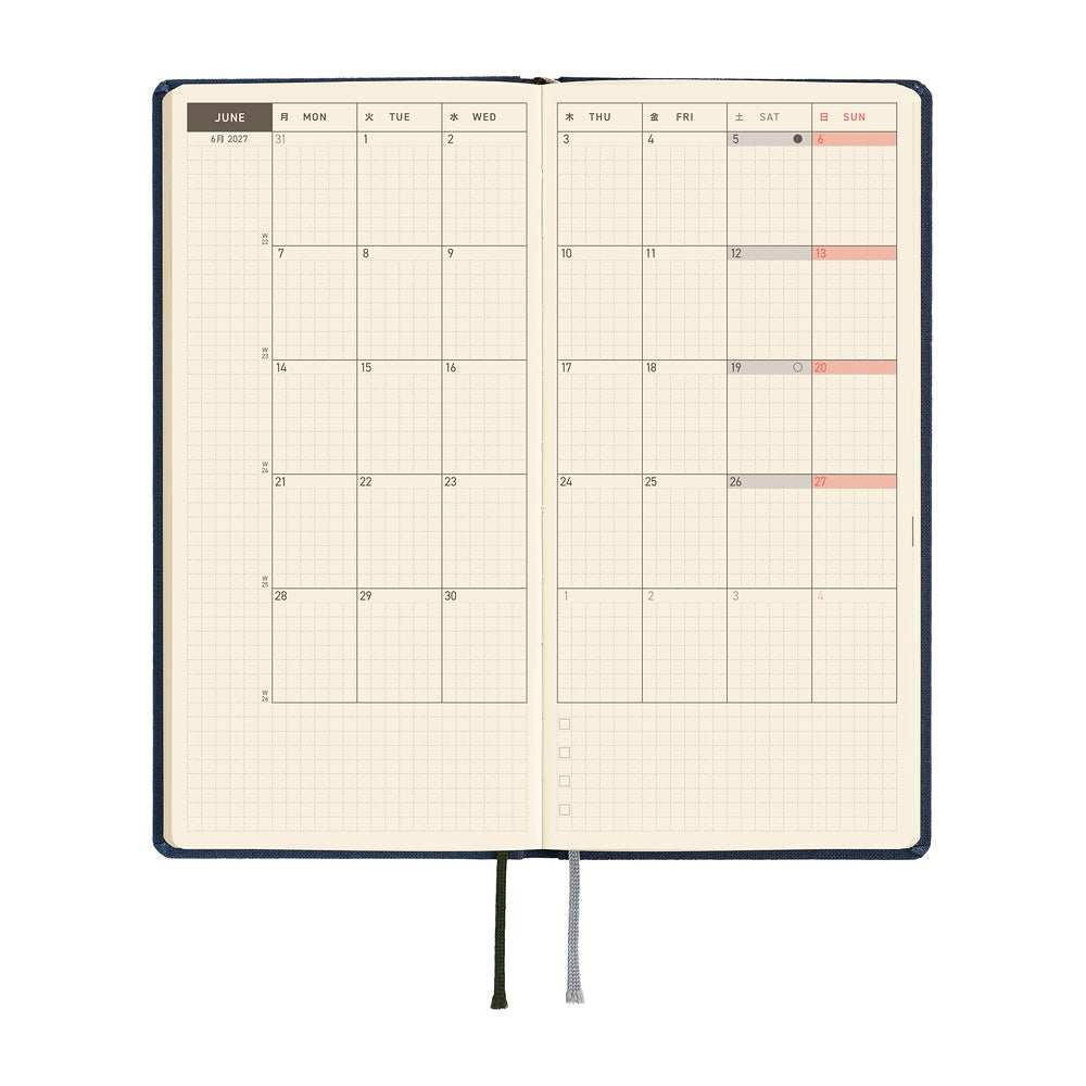 Hobonichi Techo 2027 Weeks Colors: Midnight Blue [ENG/Tall & Slim/Jan Start] Planner - Blesket Canada