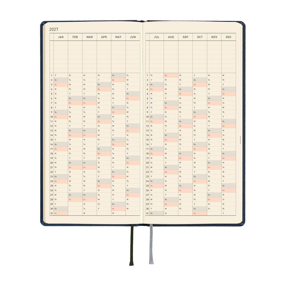 Hobonichi Techo 2027 Weeks Colors: Midnight Blue [ENG/Tall & Slim/Jan Start] Planner - Blesket Canada