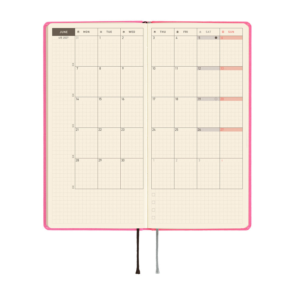 Hobonichi Techo 2027 Weeks Colors: Pink Sapphire [ENG/Tall & Slim/Jan Start] Planner - Blesket Canada