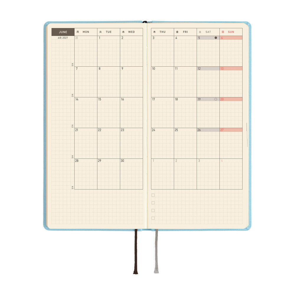 Hobonichi Techo 2027 Weeks Colors: Sea Glass [ENG/Tall & Slim/Jan Start] Planner - Blesket Canada