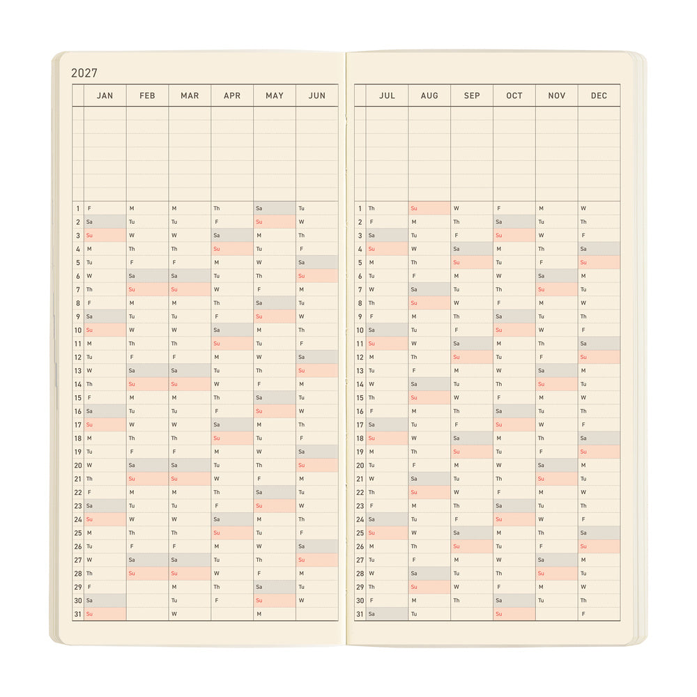 Hobonichi Techo 2027 Weeks Sneaker: Mandarin Orange [ENG/Tall & Slim MEGA/Jan Start] - Blesket Canada