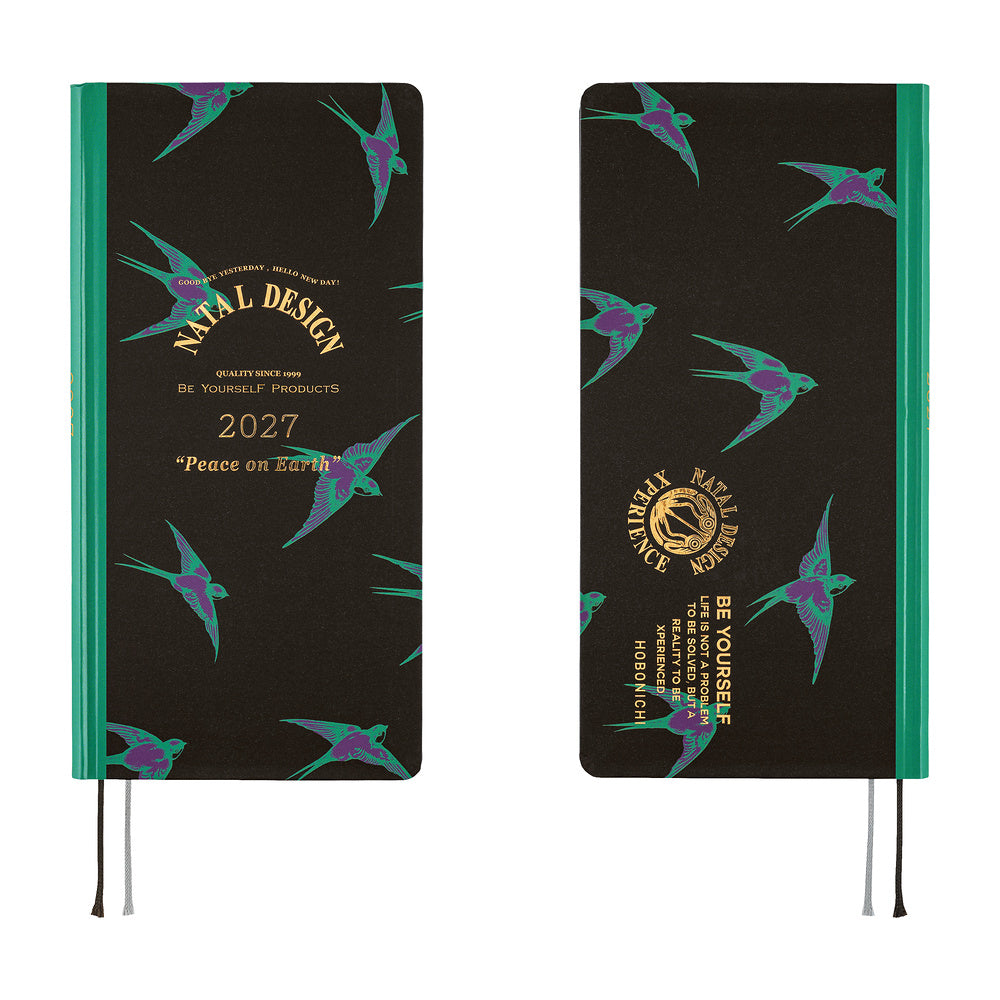 Hobonichi Techo 2027 Weeks Natal Design: Lucky Swallow [ENG/Tall & Slim/Jan Start] - Blesket Canada