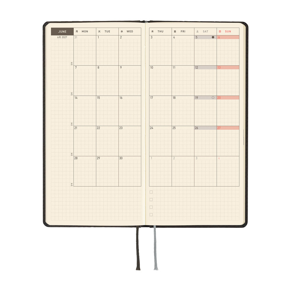 Hobonichi Techo 2027 Weeks Paper Series: Black Argyle [ENG/Tall & Slim/Jan Start] - Blesket Canada