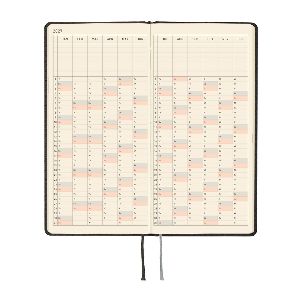 Hobonichi Techo 2027 Weeks Paper Series: Black Argyle [ENG/Tall & Slim/Jan Start] - Blesket Canada