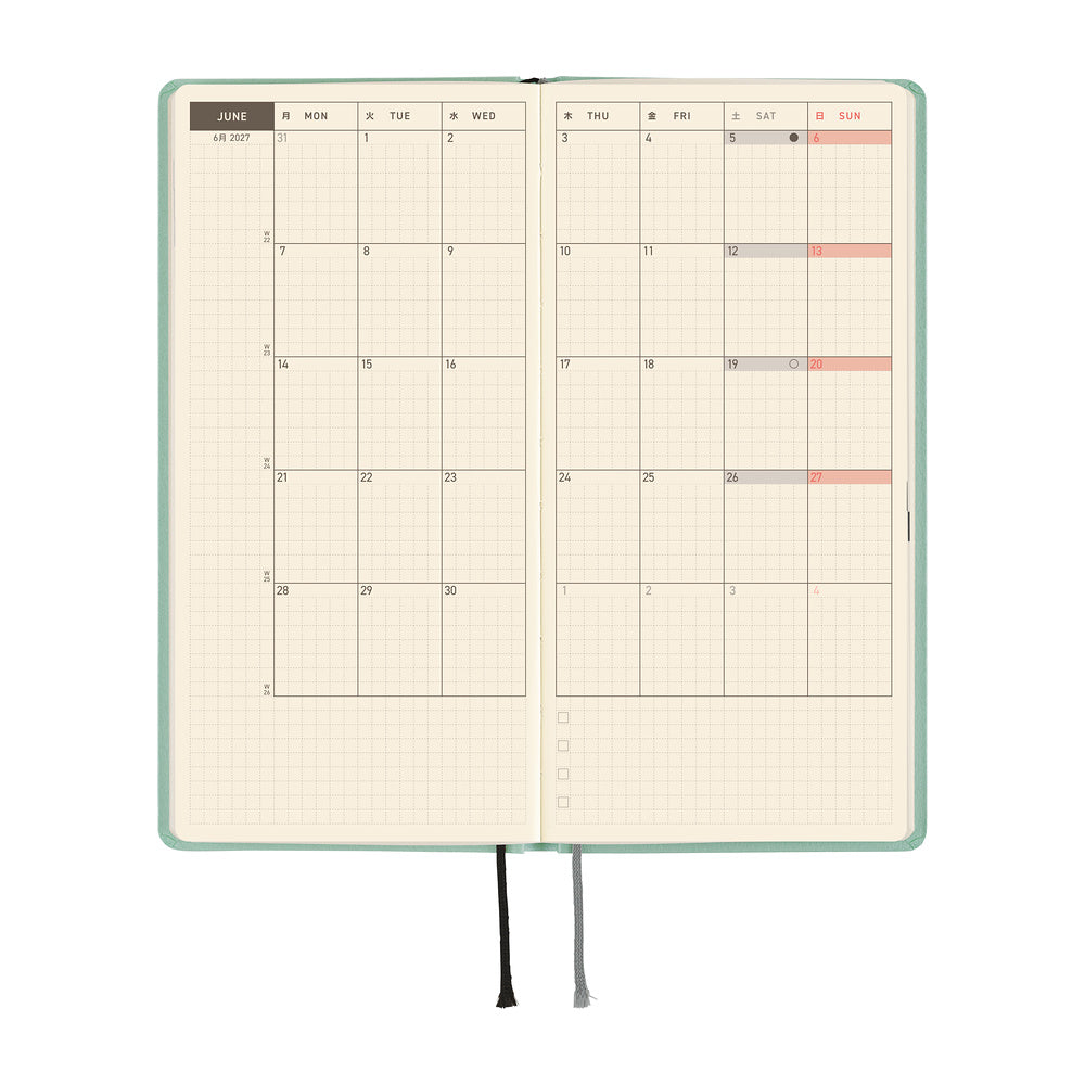 Hobonichi Techo 2027 Weeks Paper Series: Frosty Jade [ENG/Tall & Slim/Jan Start] - Blesket Canada