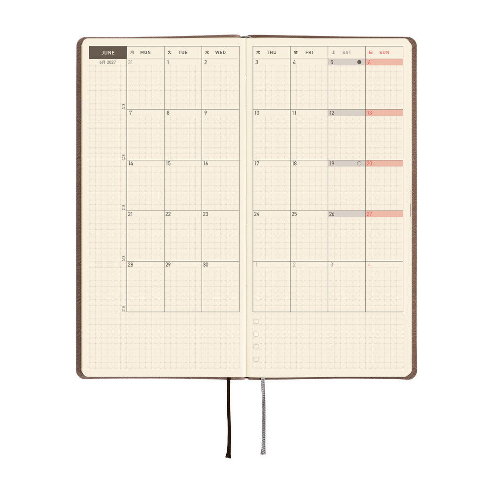 Hobonichi Techo 2027 Weeks Smooth: Café au Lait [ENG/Tall & Slim/Jan Start] - Blesket Canada
