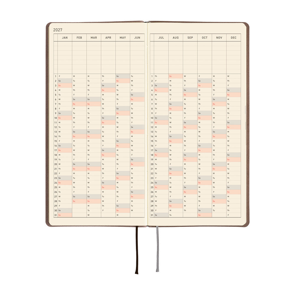 Hobonichi Techo 2027 Weeks Smooth: Café au Lait [ENG/Tall & Slim/Jan Start] - Blesket Canada