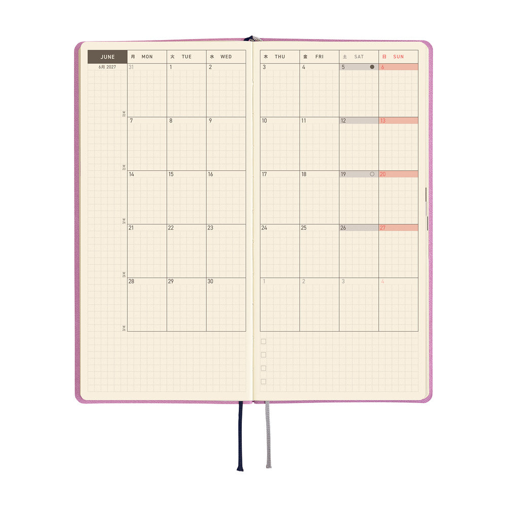 Hobonichi Techo 2027 Weeks Smooth: Lavender Milk [ENG/Tall & Slim/Jan Start] - Blesket Canada