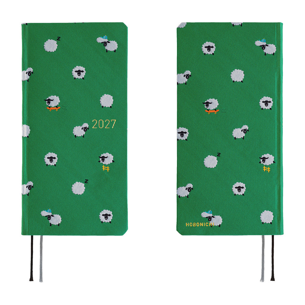 Hobonichi Techo 2027 Weeks Bow & Tie: Sheep Sheep Sheep [ENG/Tall & Slim/Jan Start] - Blesket Canada