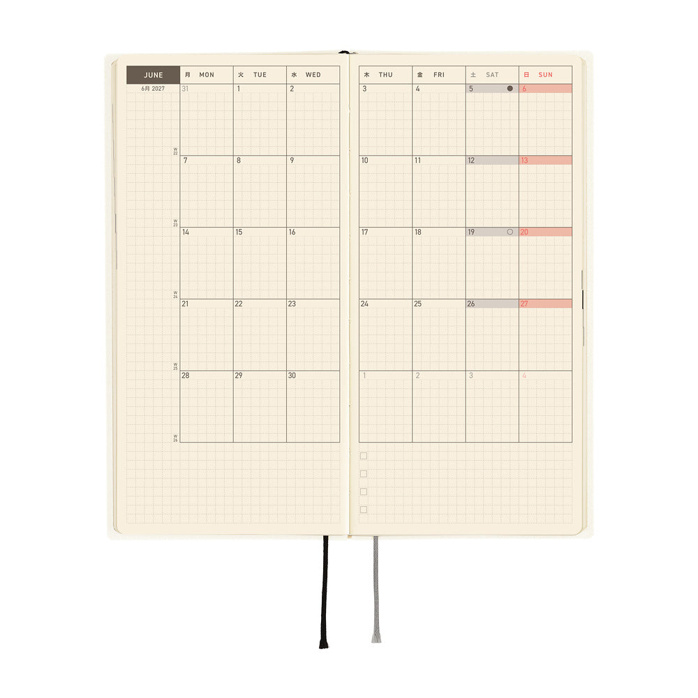 Hobonichi Techo 2027 Weeks White Line: Ivory [ENG/Tall & Slim/Jan Start] Planner - Blesket Canada