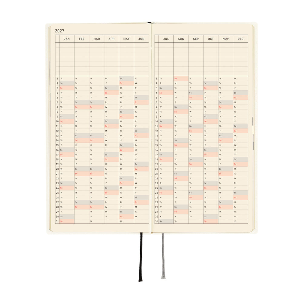 Hobonichi Techo 2027 Weeks White Line: Ivory [ENG/Tall & Slim/Jan Start] Planner - Blesket Canada