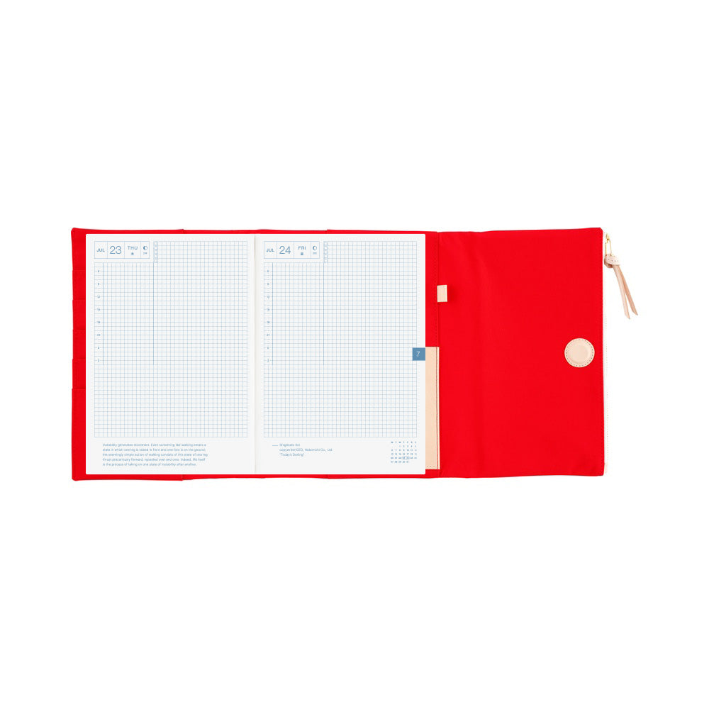 Hobonichi 2026 Cover Tragen in Red Tri-Fold with Magnetic Closure - A5 Cousin - Blesket Canada