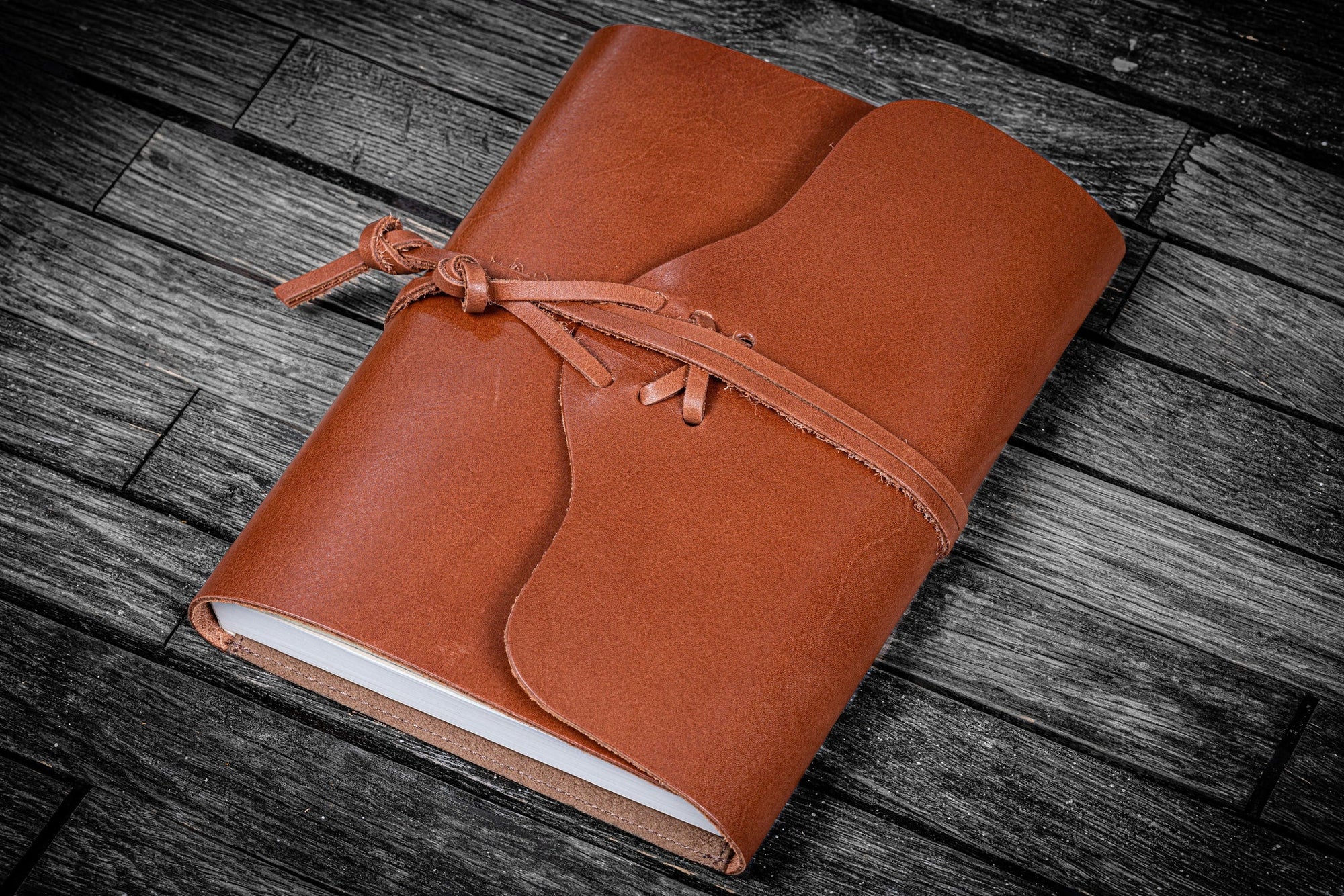 Galen Leather - Refillable Leather Wrap Journal/ Planner Cover - Brown  - Blesket Canada