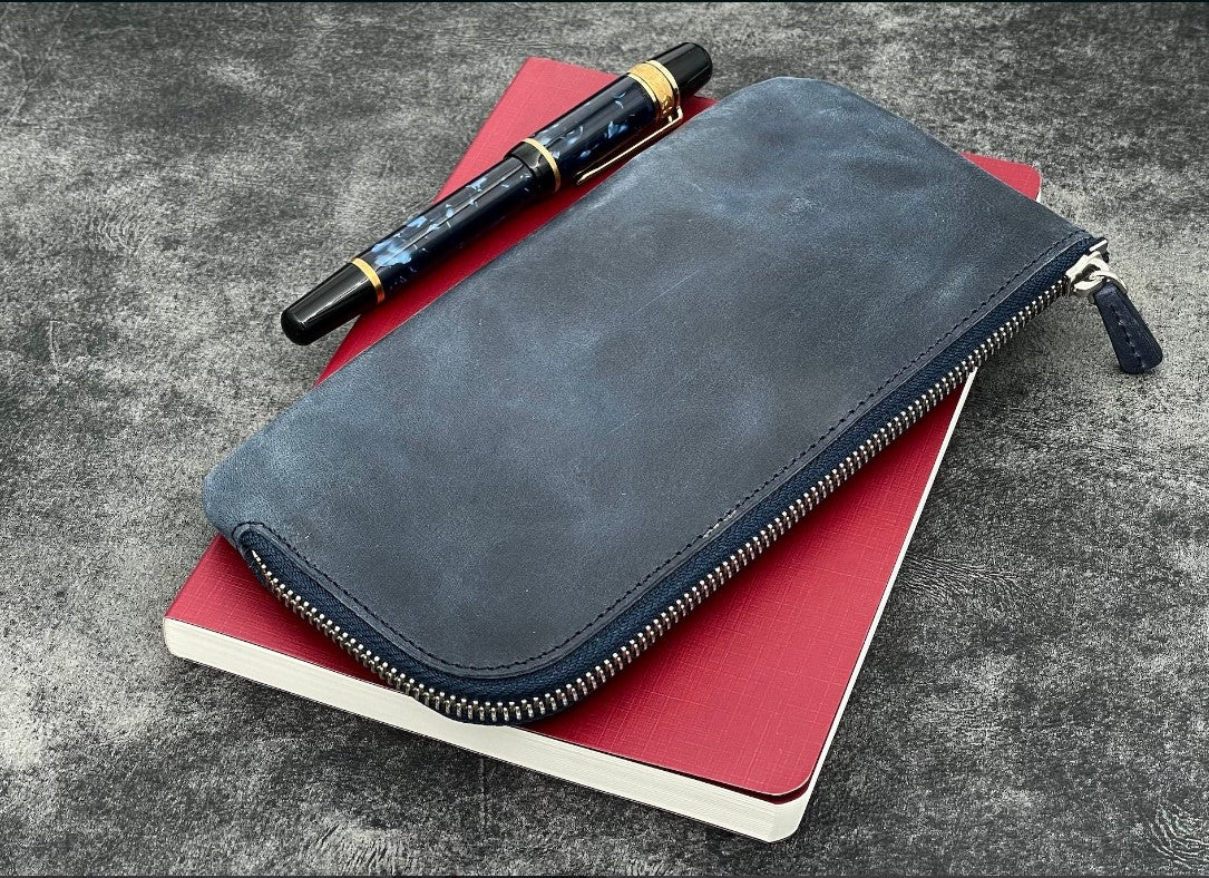 Galen Leather - Slip-N-Zip 4 Slots Zippered Pen Pouch - Blesket Canada