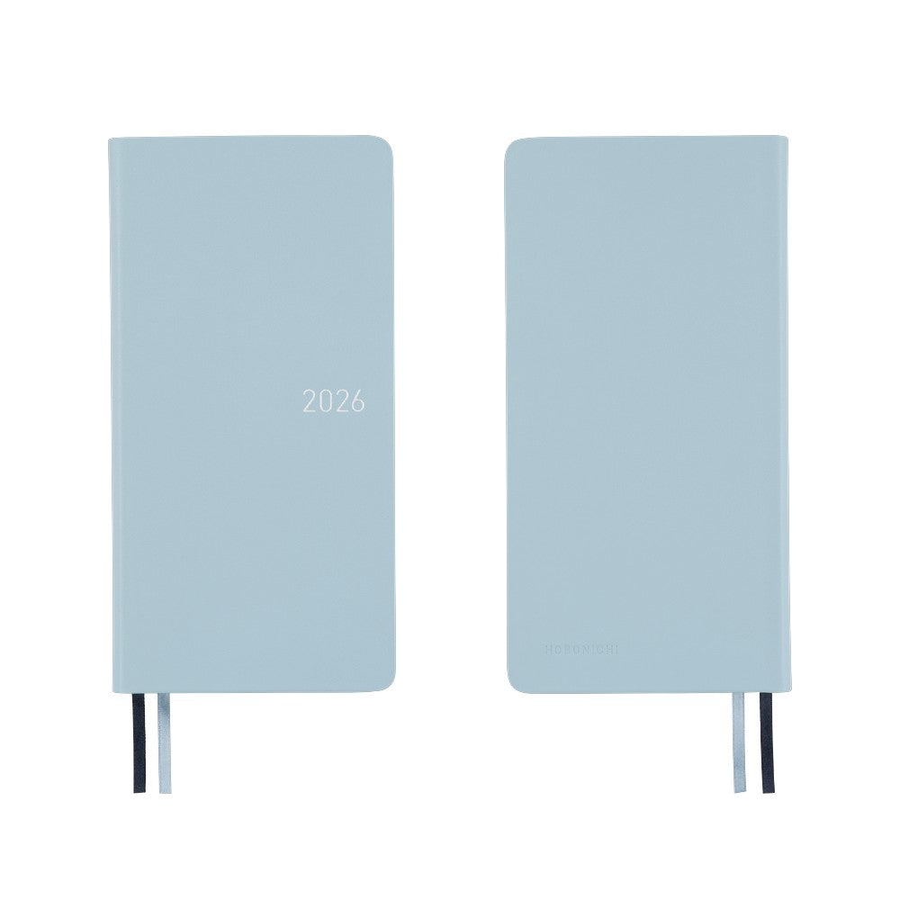 Hobonichi Techo 2026 Weeks Hardcover – Leather: Snow Blue - English Tall & Slim January Start - Blesket Canada