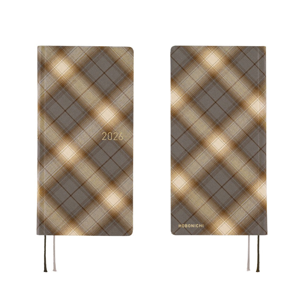 Hobonichi 2026 Weeks English Tall & Slim Edition January Start - Shirt Fabric: Foggy Plaid - Blesket Canada