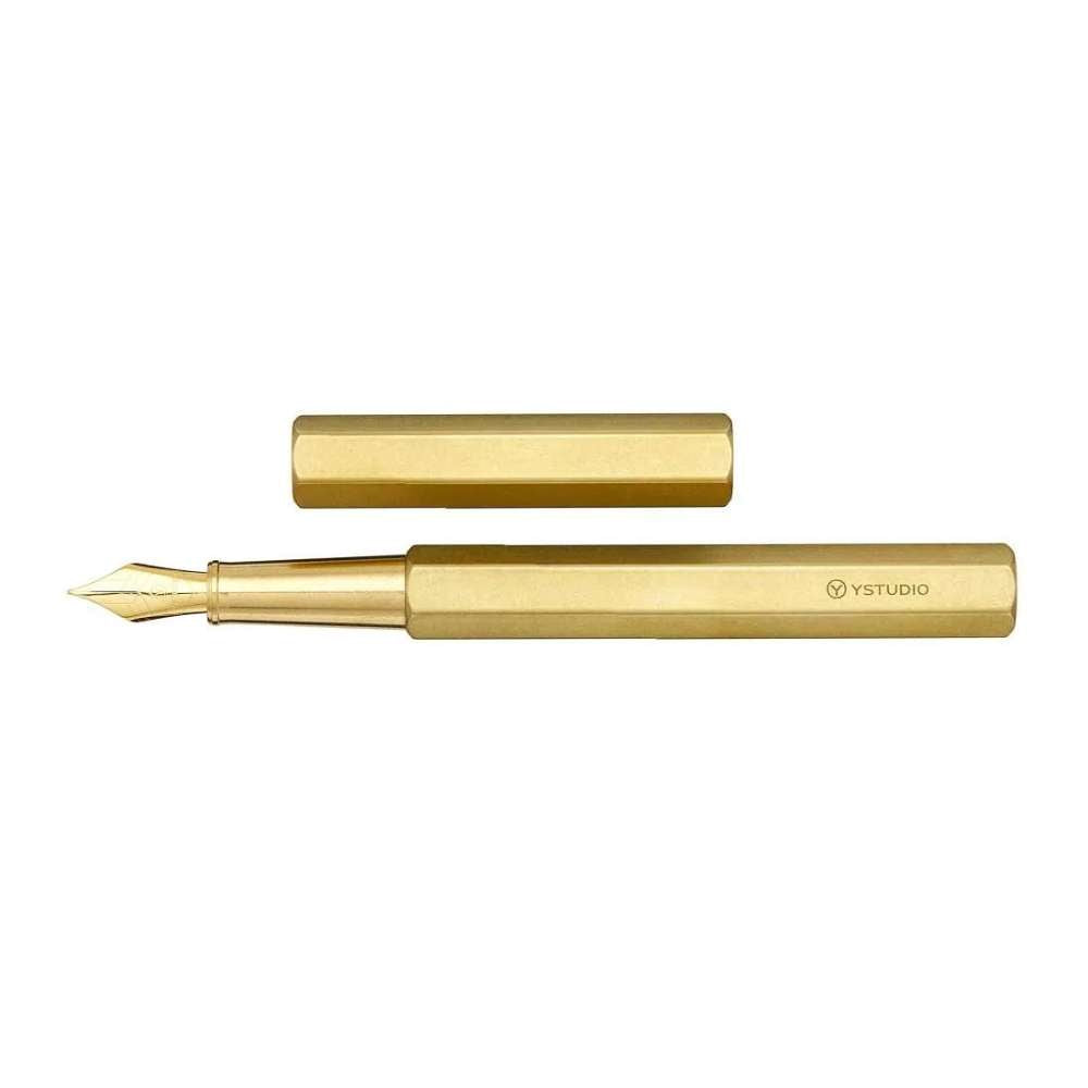 YStudio Classic Revolve Fountain Pen - Brass - Blesket Canada