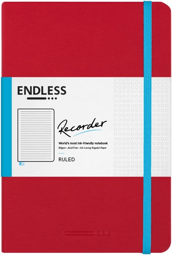 Endless Recorder Regalia A5 Notebook Ruled - Crimson Sky (Red)- Blesket Canada