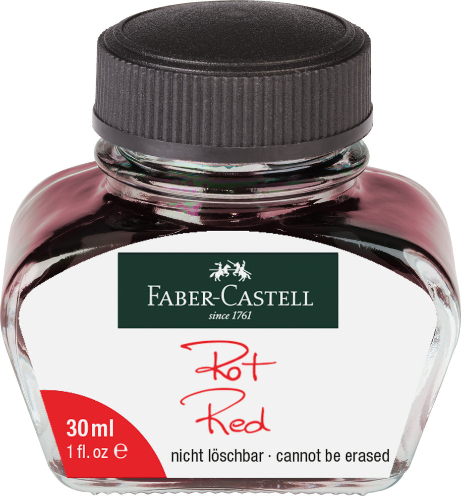 Faber-Castell Glass Ink Bottle 30ml - Red - Blesket Canada