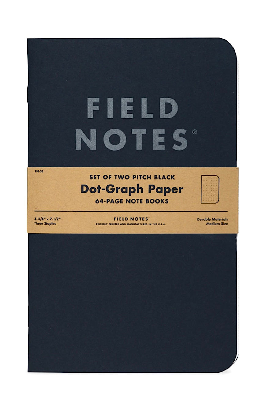 Field Notes 2-pack Pitch Black Note Book Dot-graph