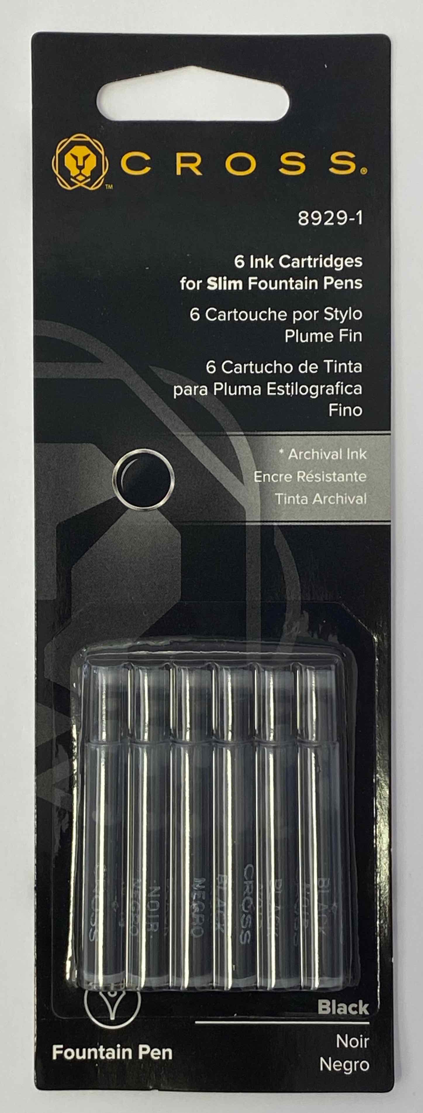 Cross Slim Fountain Pen Ink Cartridges 6 per Card