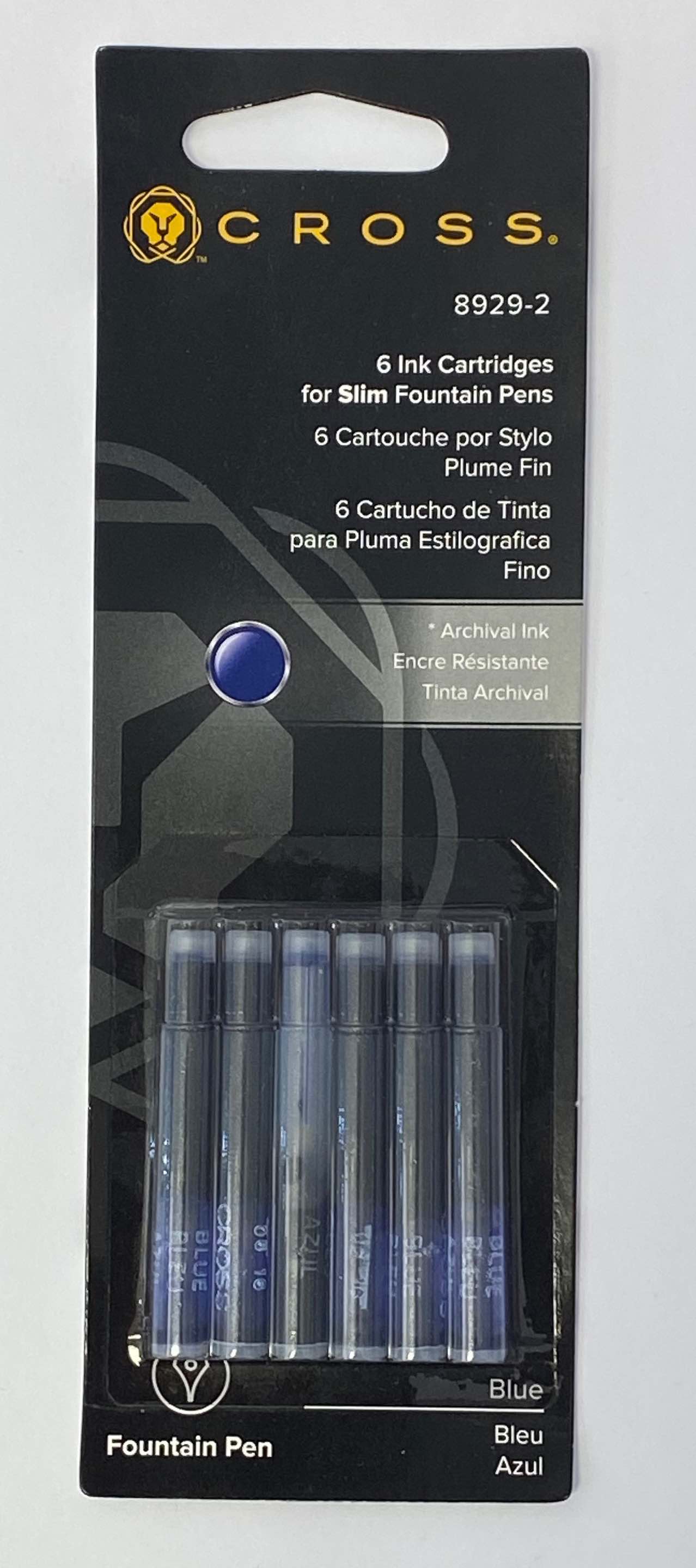 Cross Slim Fountain Pen Ink Cartridges 6 per Card