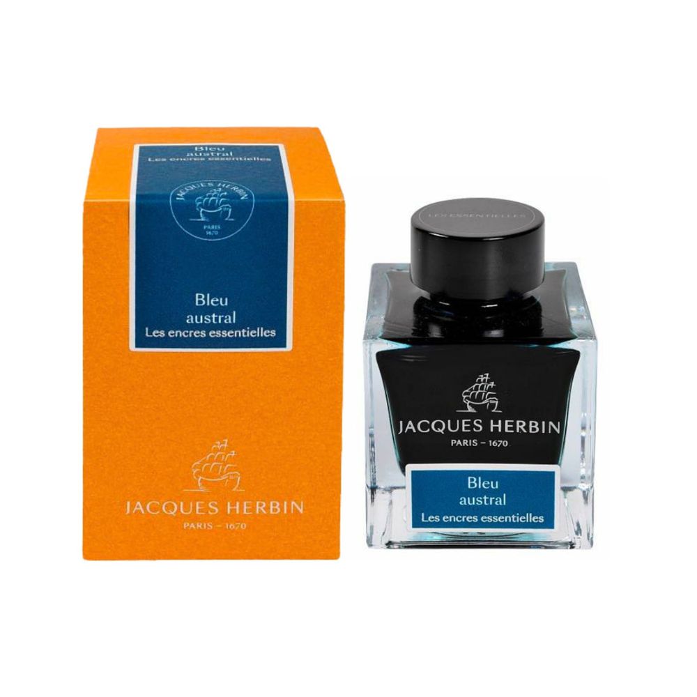 Jacques Herbin Flacon Fountain Pen ink 50ml - Bleu Austral - Blesket Canada