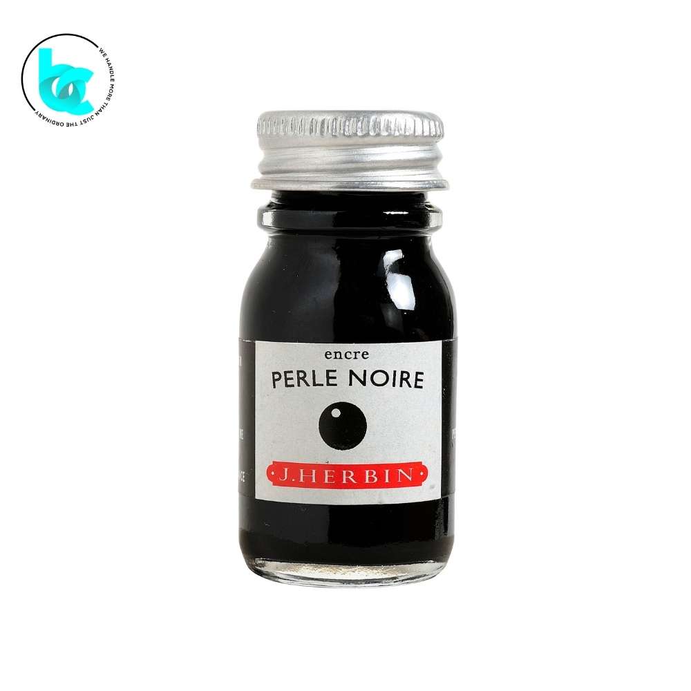 J. Herbin Fountain Pen 10ml Ink (Sampler size) - Perle Noire (Black Pearl) - Blesket Canada