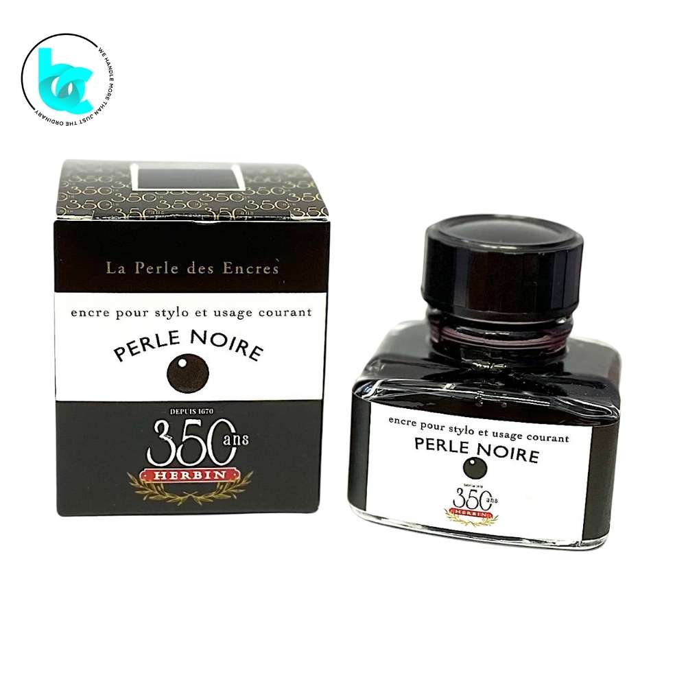 J.Herbin Fountain Pen 30ml ink bottle - Black Pearl (Perle Noire) - Blesket Canada