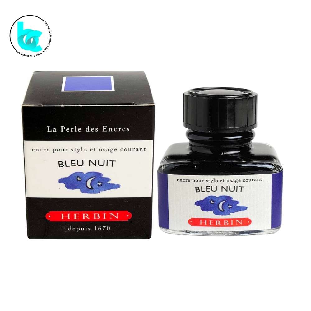  J.Herbin Fountain Pen 30ml ink bottle - Dark Blue (Bleu Nuit) - Blesket Canada
