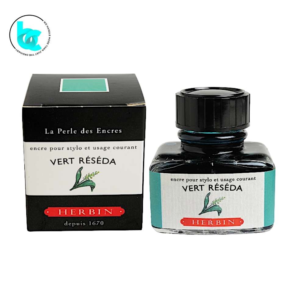 J.Herbin Fountain Pen 30ml ink bottle - Green (Vert Réséda) - Blesket Canada