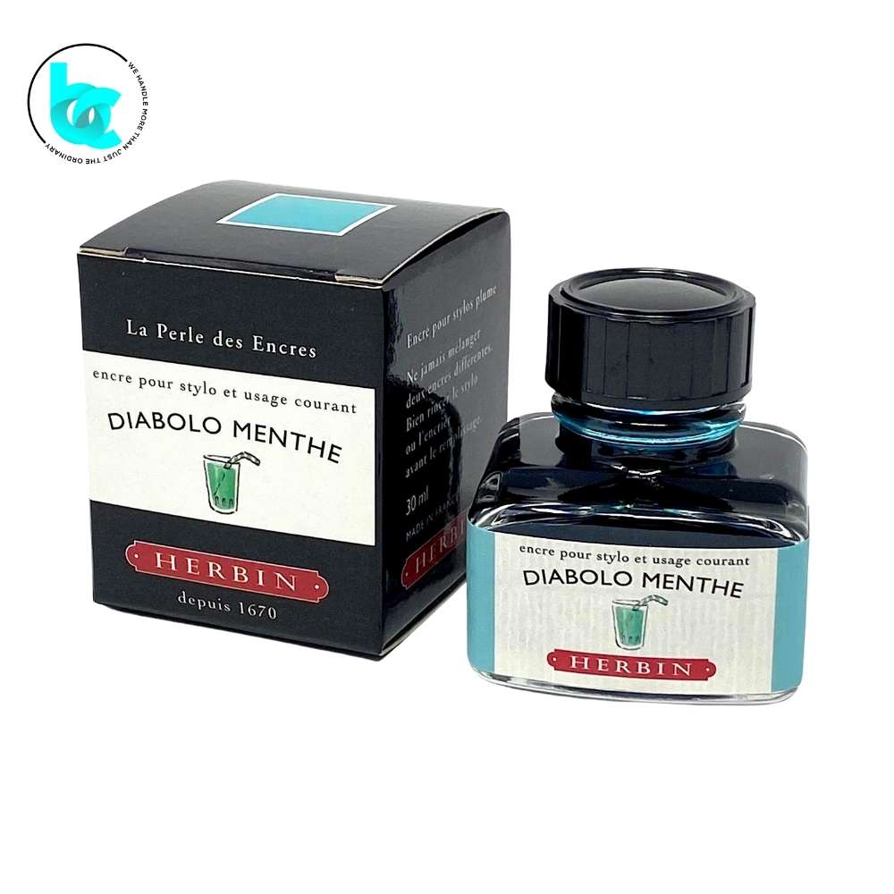 J.Herbin Fountain Pen 30ml ink bottle - Mint (Diabolo Menthe) - Blesket Canada