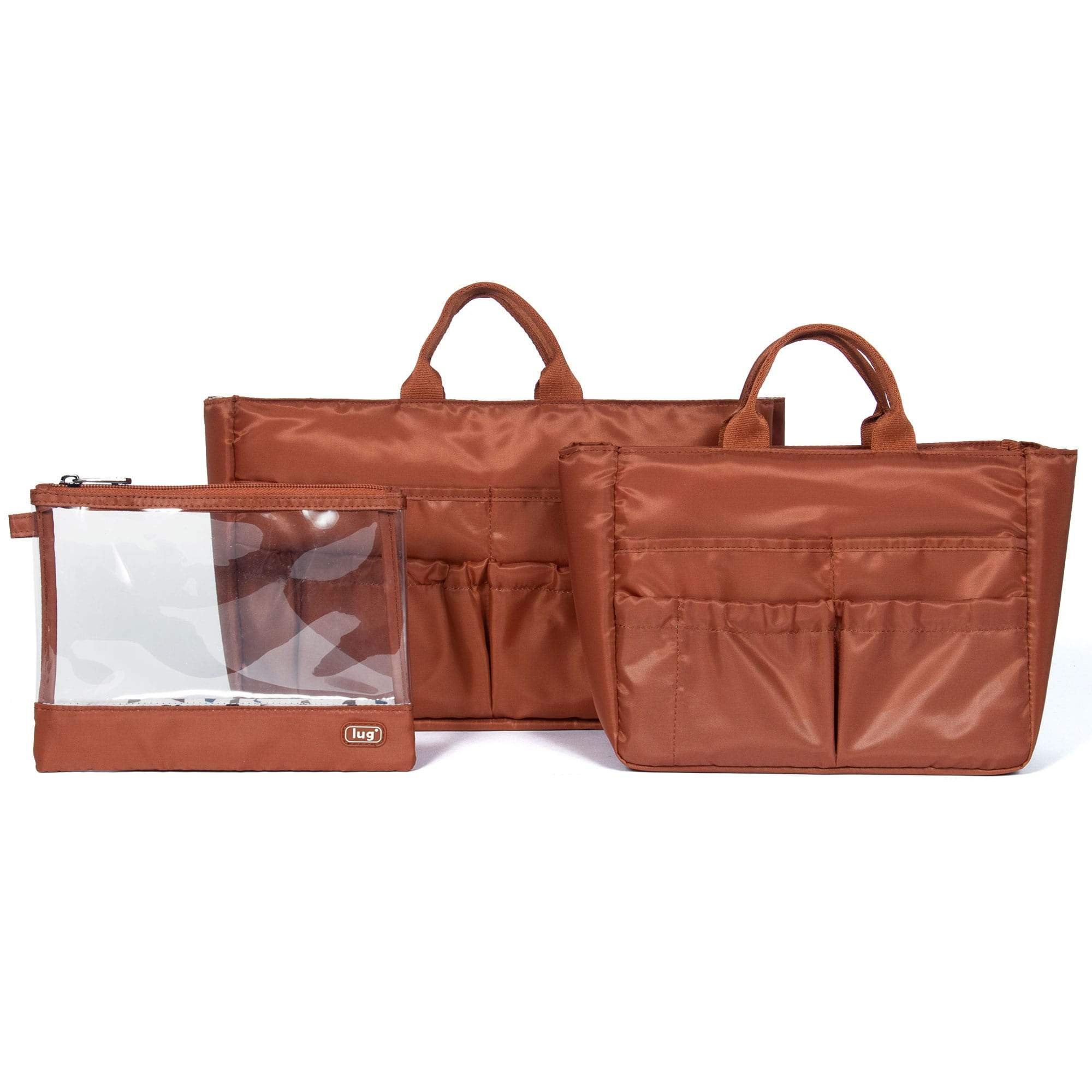 Lug fashion brown chariot hand bag organizer