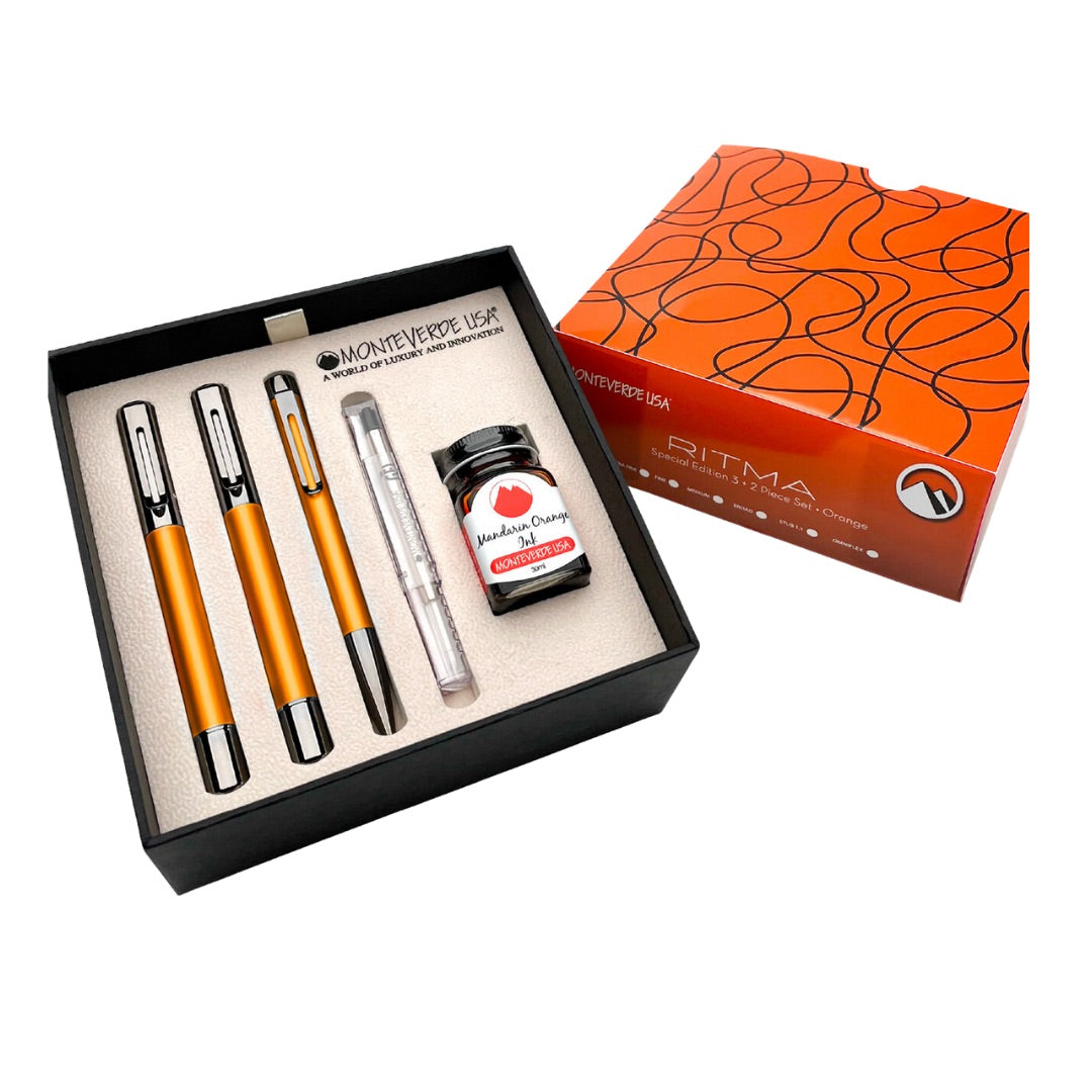 Monteverde USA Ritma Special Annual Collectible Edition Anodized Orange 2023 3 + 2 pc Set - Blesket Canada